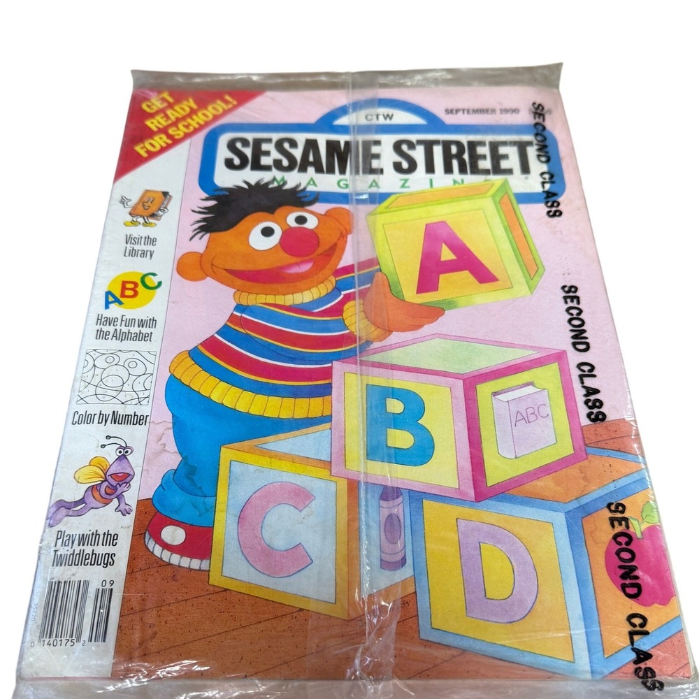 Sesame Street Magazine Vtg September 1990 Back‎ to School Ernie Retro Kids NOS